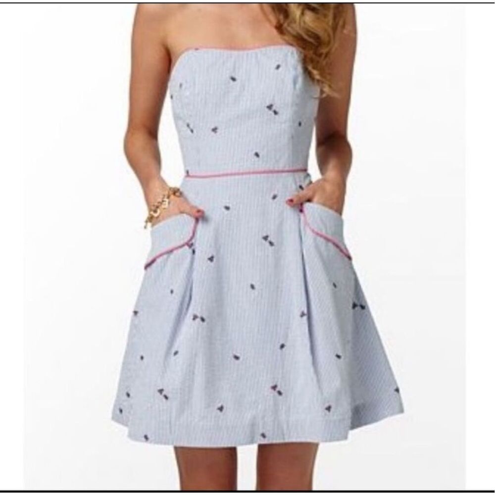 Lilly Pulitzer Blossom Dress Sweet Little Lady Seersucker Striped Size 10